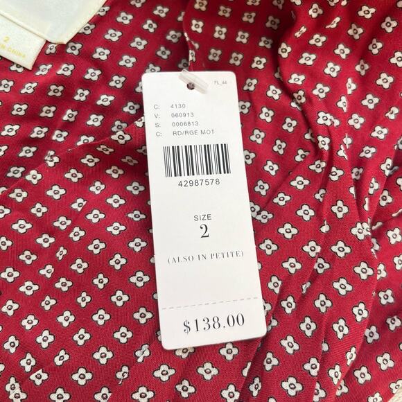 NEW Maeve by Anthropologie Red Patterned Jumpsuit Front Cut-Out Rayon Women's 2 - Picture 4 of 10